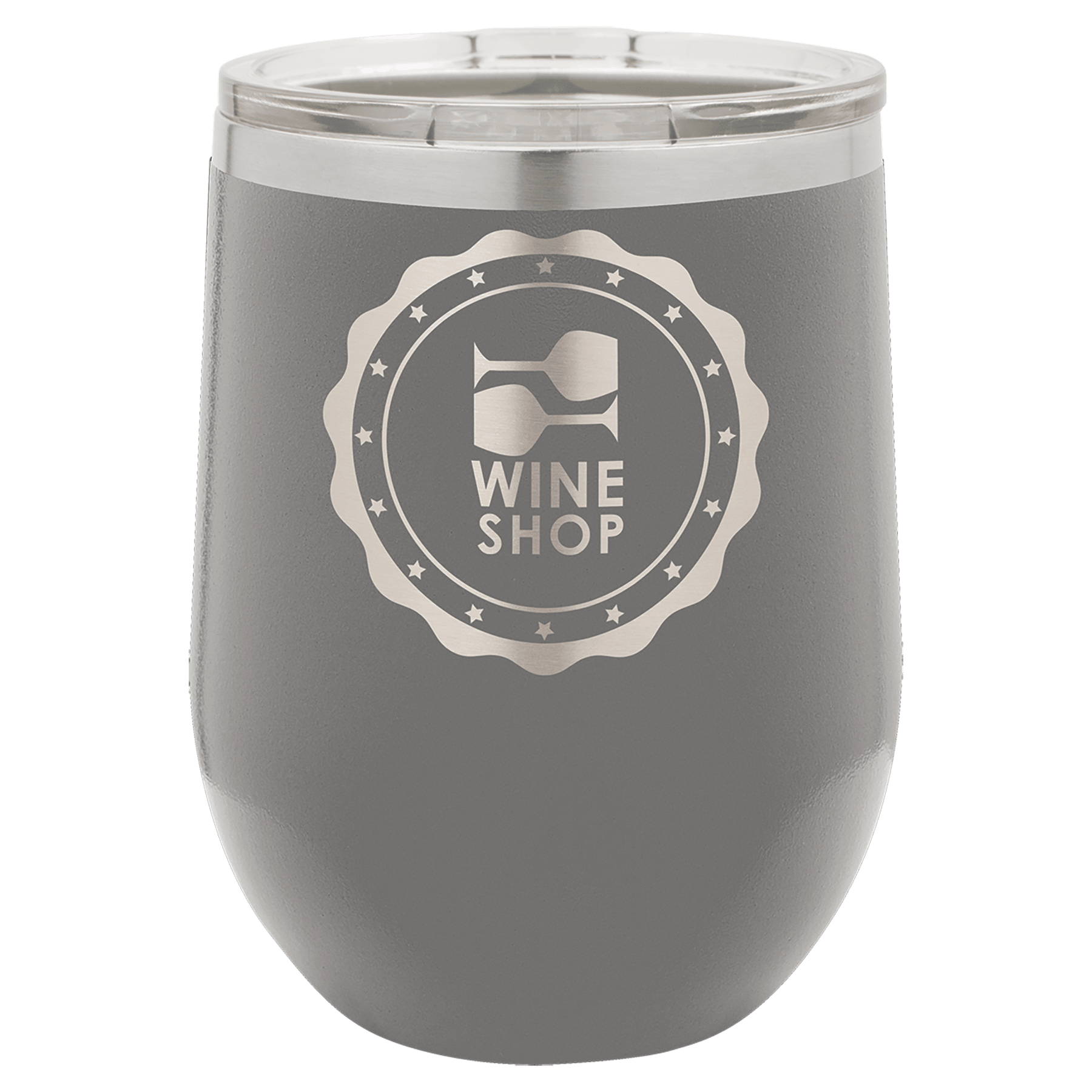 Polar Camel 12 oz. Dark Gray Stemless Wine Tumbler with Standard Lid