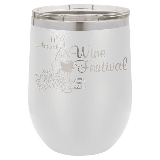 Polar Camel 12 oz. White Stemless Wine Tumbler with Standard Lid