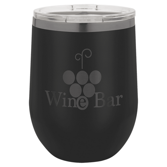 Polar Camel 12 oz. Black/Ghost Black Stemless Wine Tumbler with Standard Lid