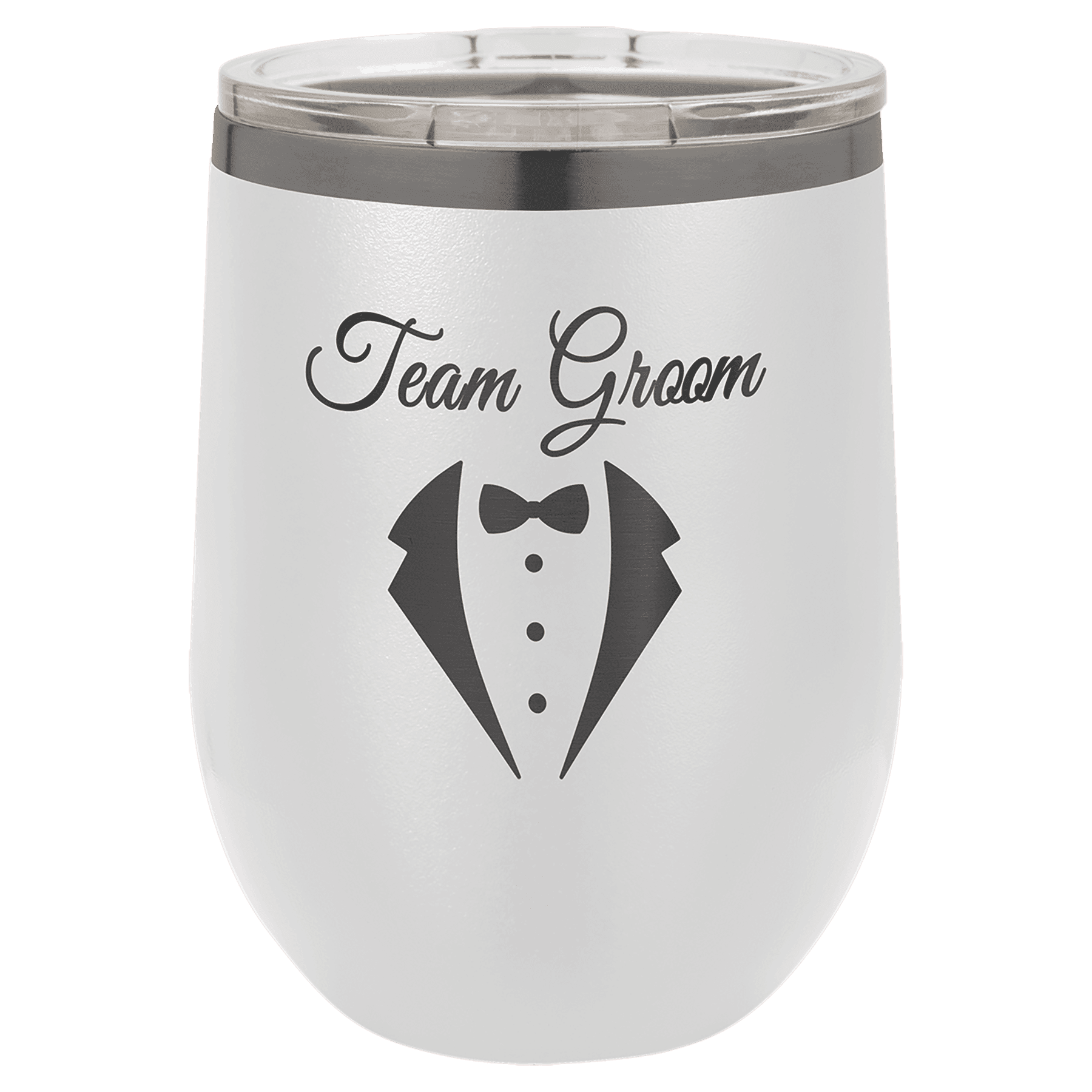 Polar Camel 12 oz. White/Ghost Black Stemless Wine Tumbler with Standard Lid