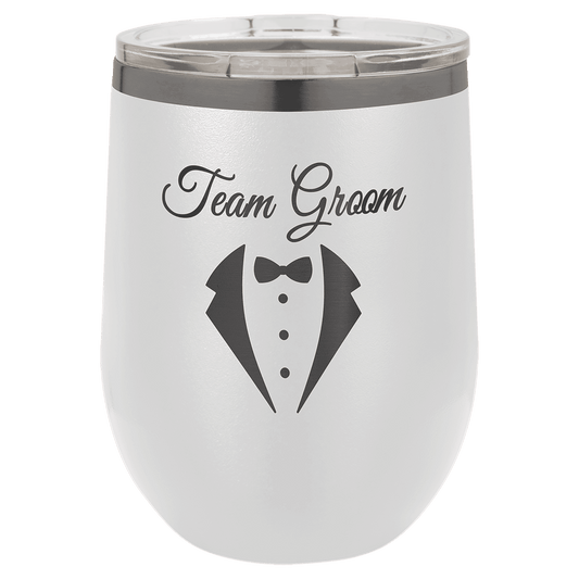 Polar Camel 12 oz. White/Ghost Black Stemless Wine Tumbler with Standard Lid