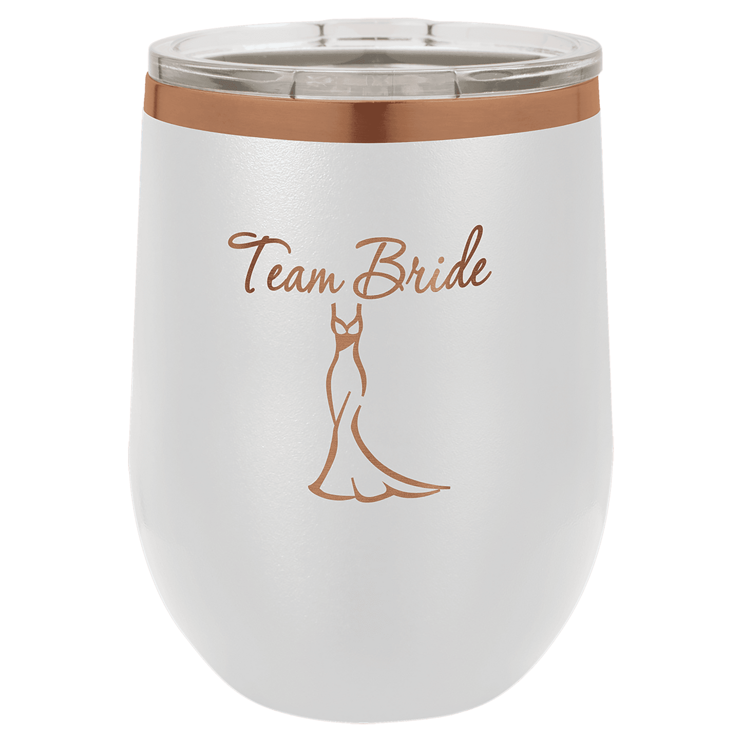 Polar Camel 12 oz. White/Rose Gold Stemless Wine Tumbler with Standard Lid