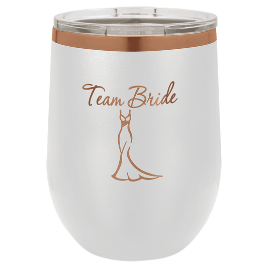 Polar Camel 12 oz. White/Rose Gold Stemless Wine Tumbler with Standard Lid