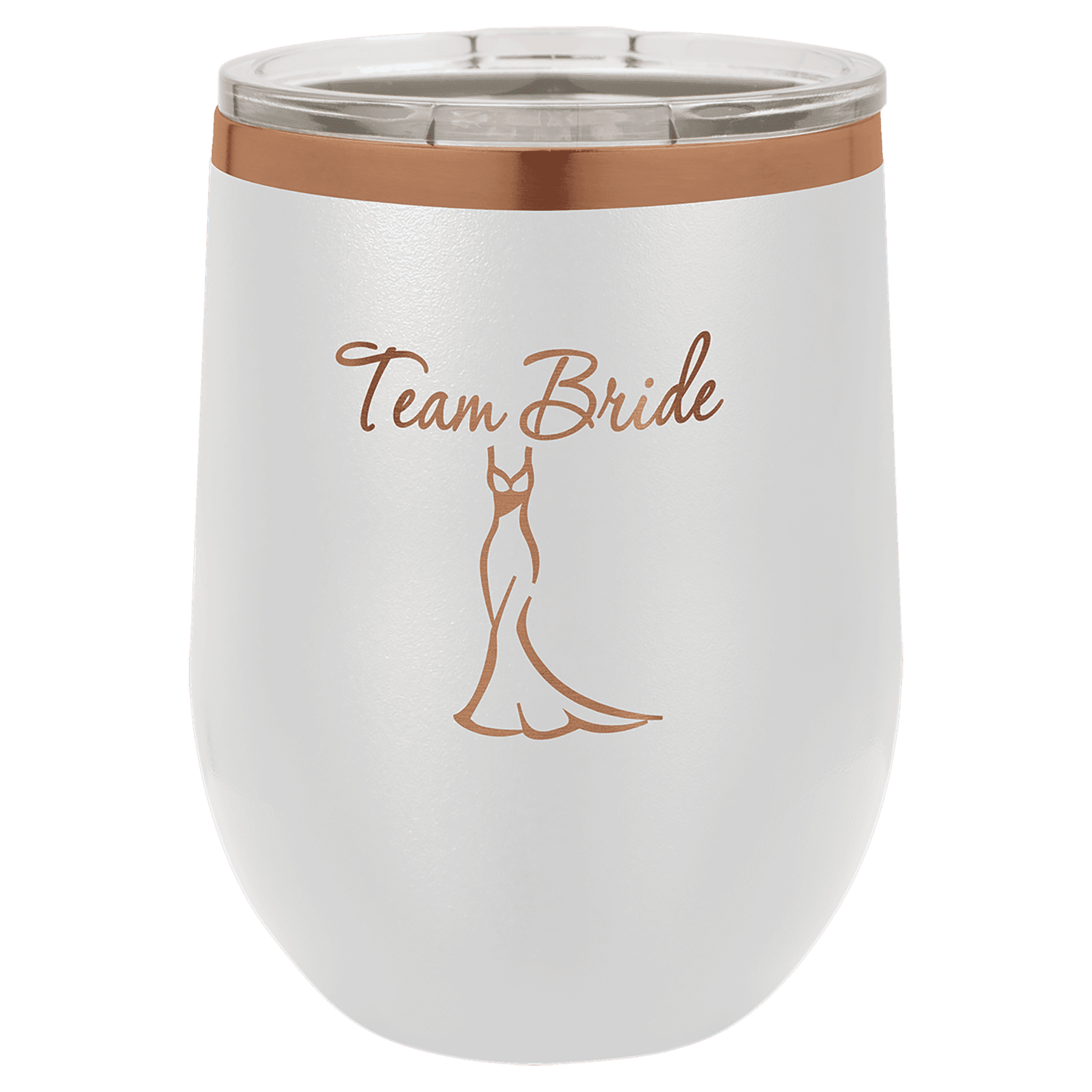 Polar Camel 12 oz. White/Rose Gold Stemless Wine Tumbler with Standard Lid