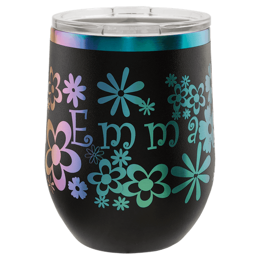 Polar Camel 12 oz. Black/Prism Stemless Wine Tumbler with Standard Lid
