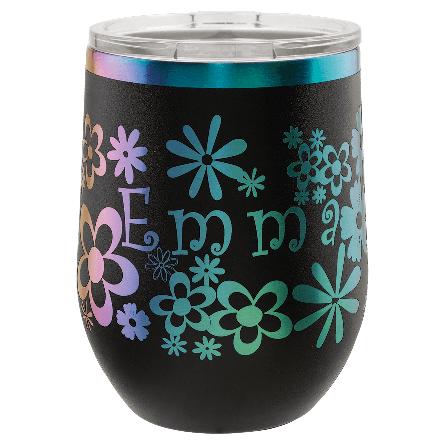 Polar Camel 12 oz. Black/Prism Stemless Wine Tumbler with Standard Lid