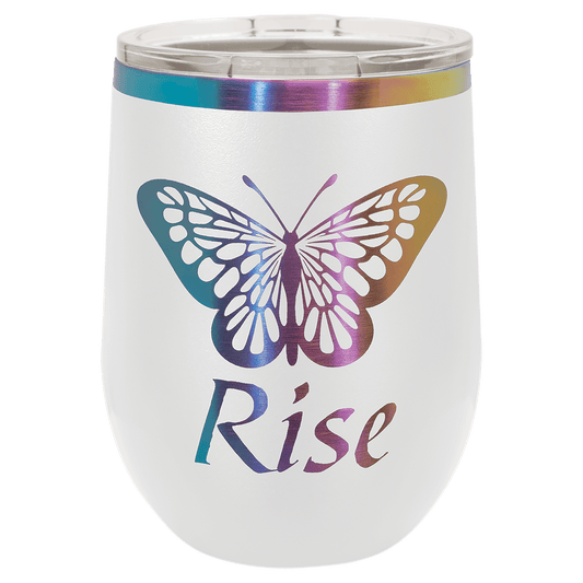 Polar Camel 12 oz. White/Prism Stemless Wine Tumbler with Standard Lid
