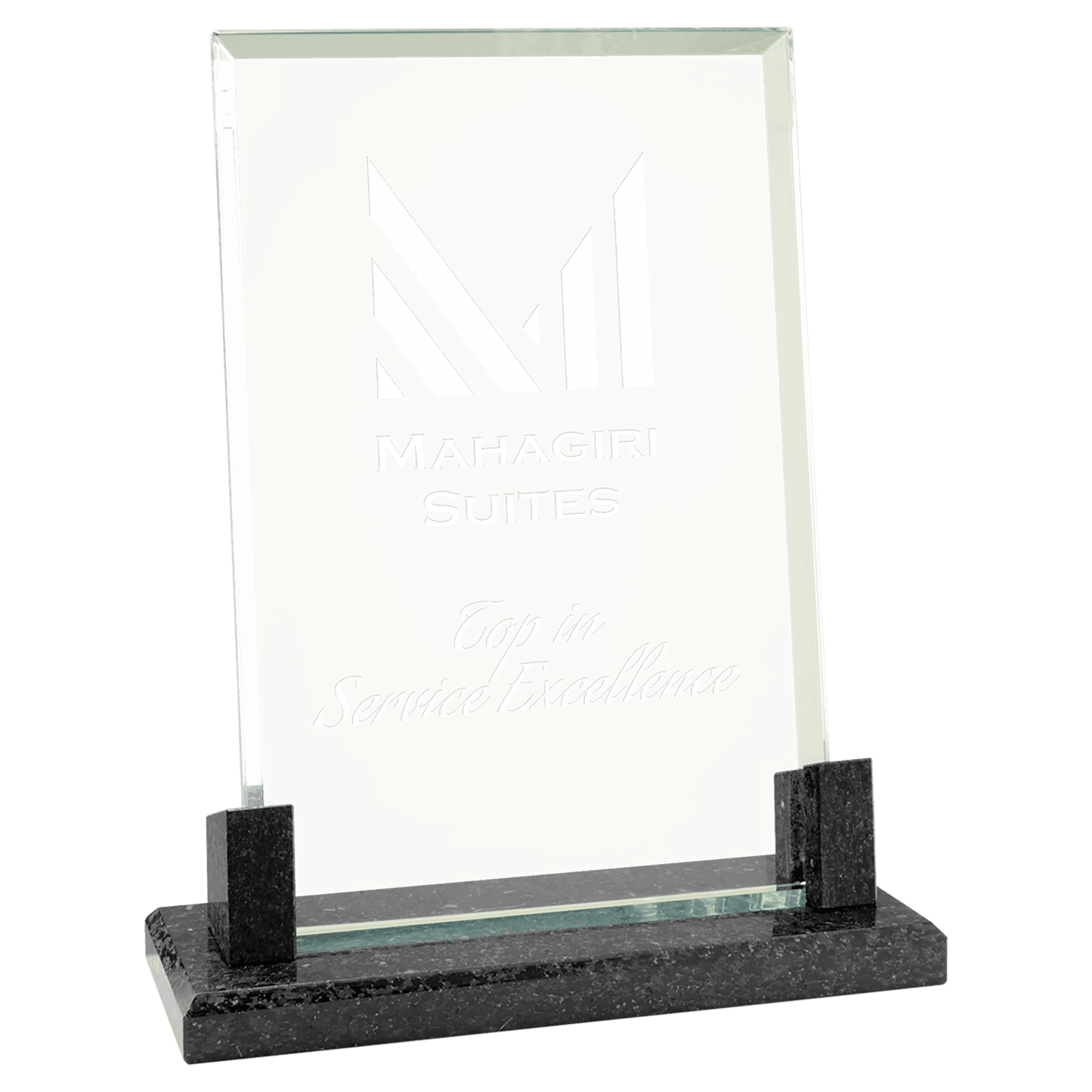 Rectangle Glass with Black Marble Base - 8"