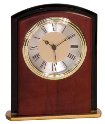 Mahogony Finish Square Arch Clock - 6 1/2"