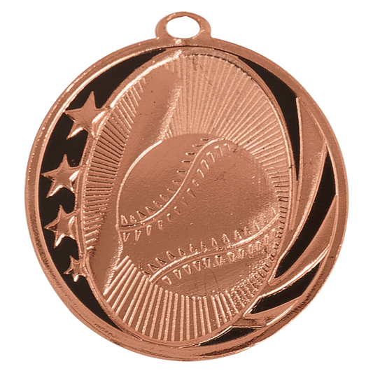 Bright Bronze Baseball/Softball Engravable MidNite Star Medal - 2"