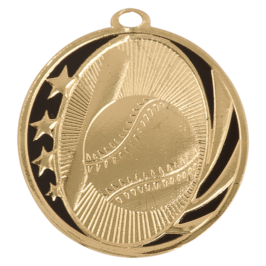 2" Bright Gold Baseball/Softball Laserable MidNite Star Medal
