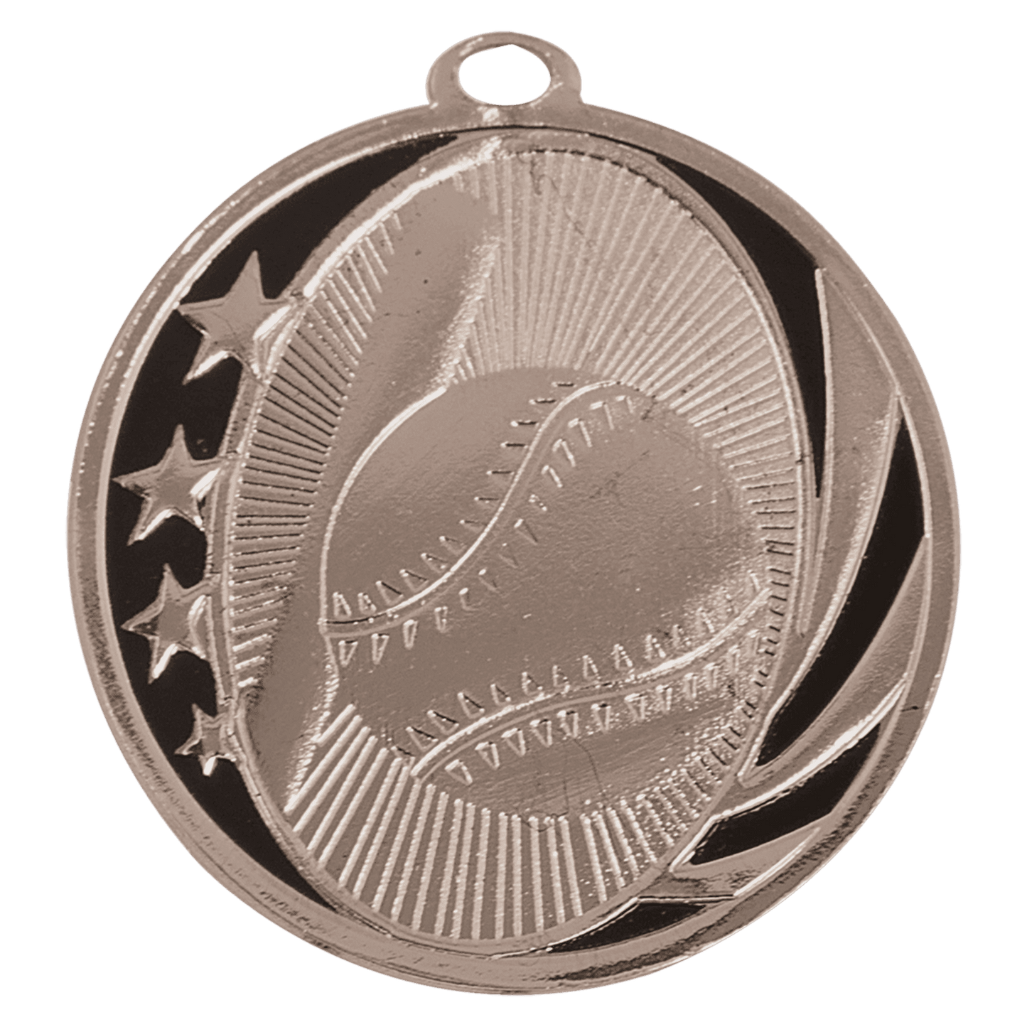 Bright Silver Baseball/Softball Engravable MidNite Star Medal - 2"