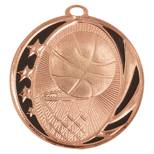 2" Bright Bronze Basketball Laserable MidNite Star Medal