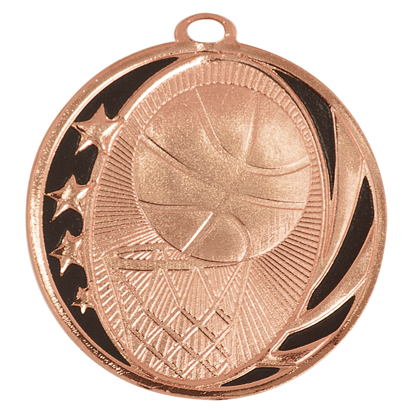 Bright Bronze Basketball Engravable MidNite Star Medal - 2"