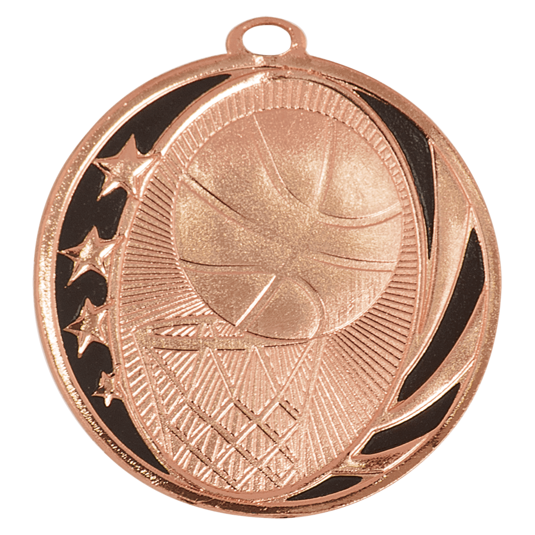 Bright Bronze Basketball Engravable MidNite Star Medal - 2"