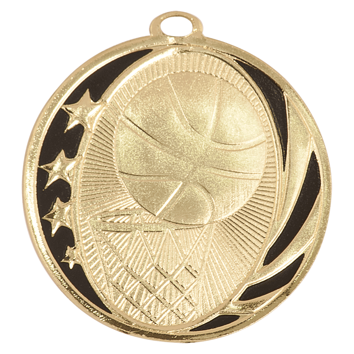 Bright Gold Basketball Engravable MidNite Star Medal - 2"
