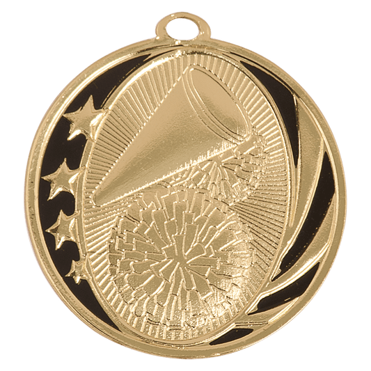2" Bright Gold Cheer Laserable MidNite Star Medal