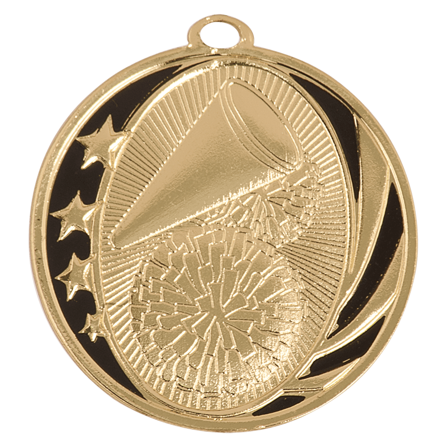 Bright Gold Cheer Engravable MidNite Star Medal - 2"