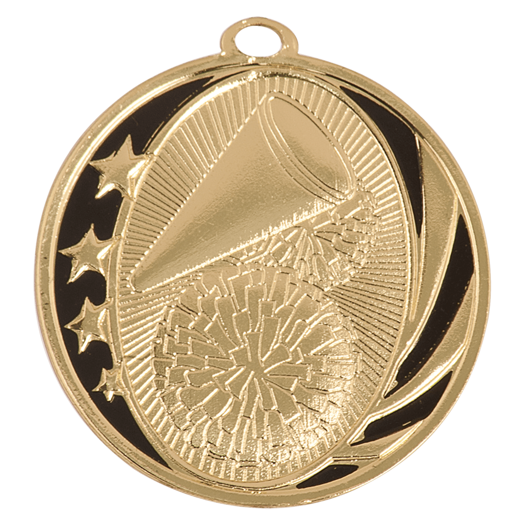 Bright Gold Cheer Engravable MidNite Star Medal - 2"