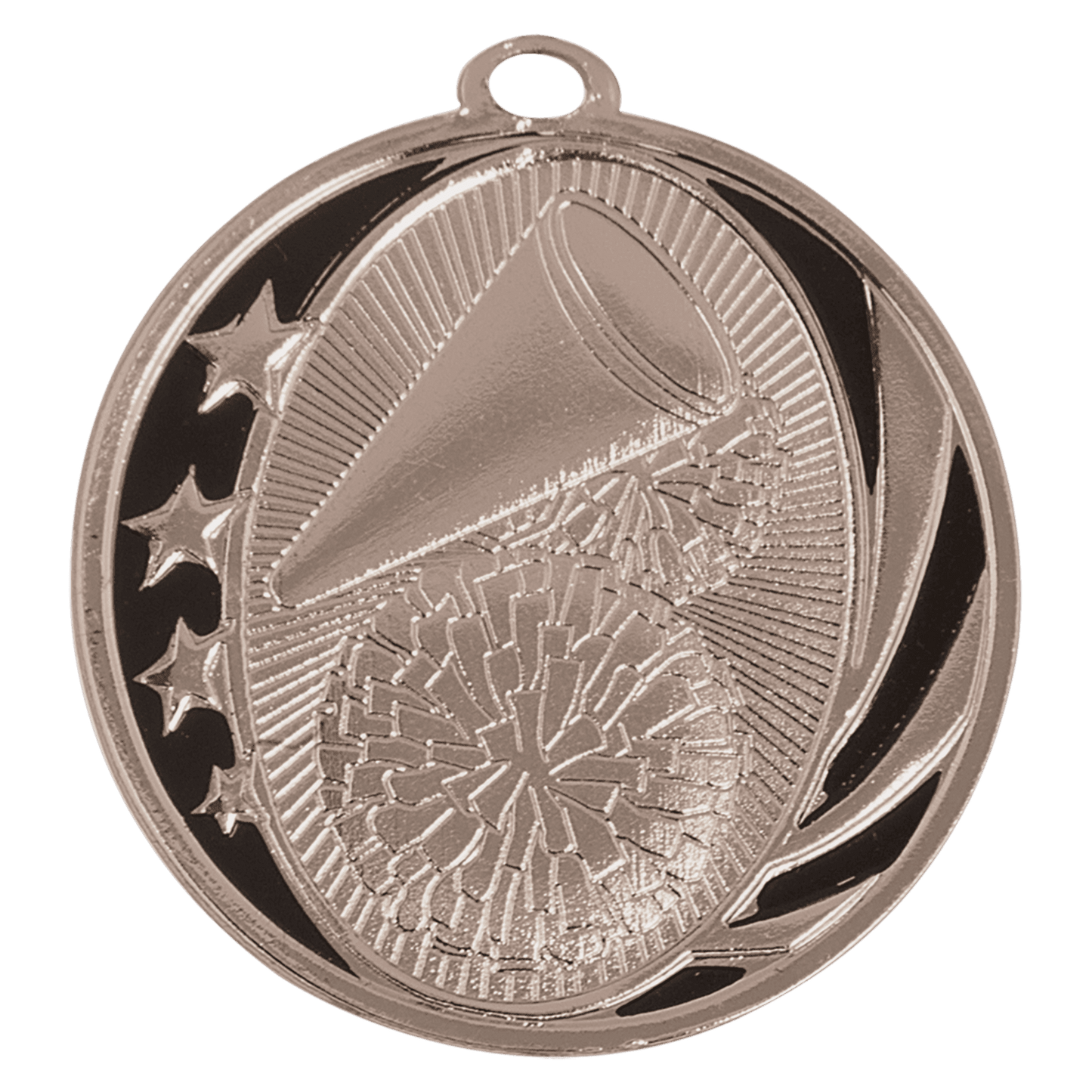 Bright Silver Cheer Engravable MidNite Star Medal - 2"