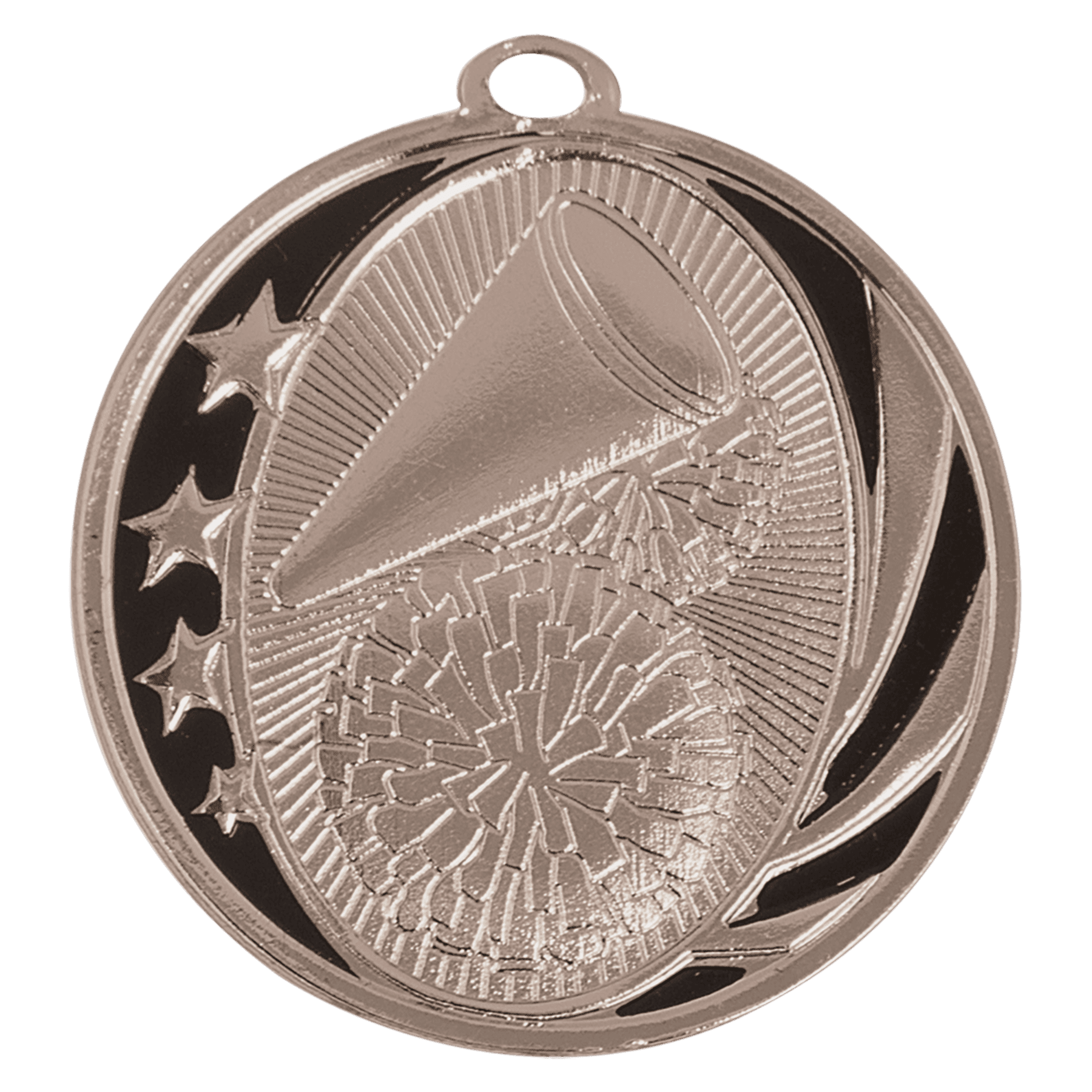 Bright Silver Cheer Engravable MidNite Star Medal - 2"