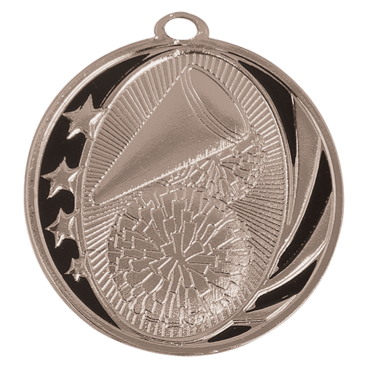 2" Bright Silver Cheer Laserable MidNite Star Medal