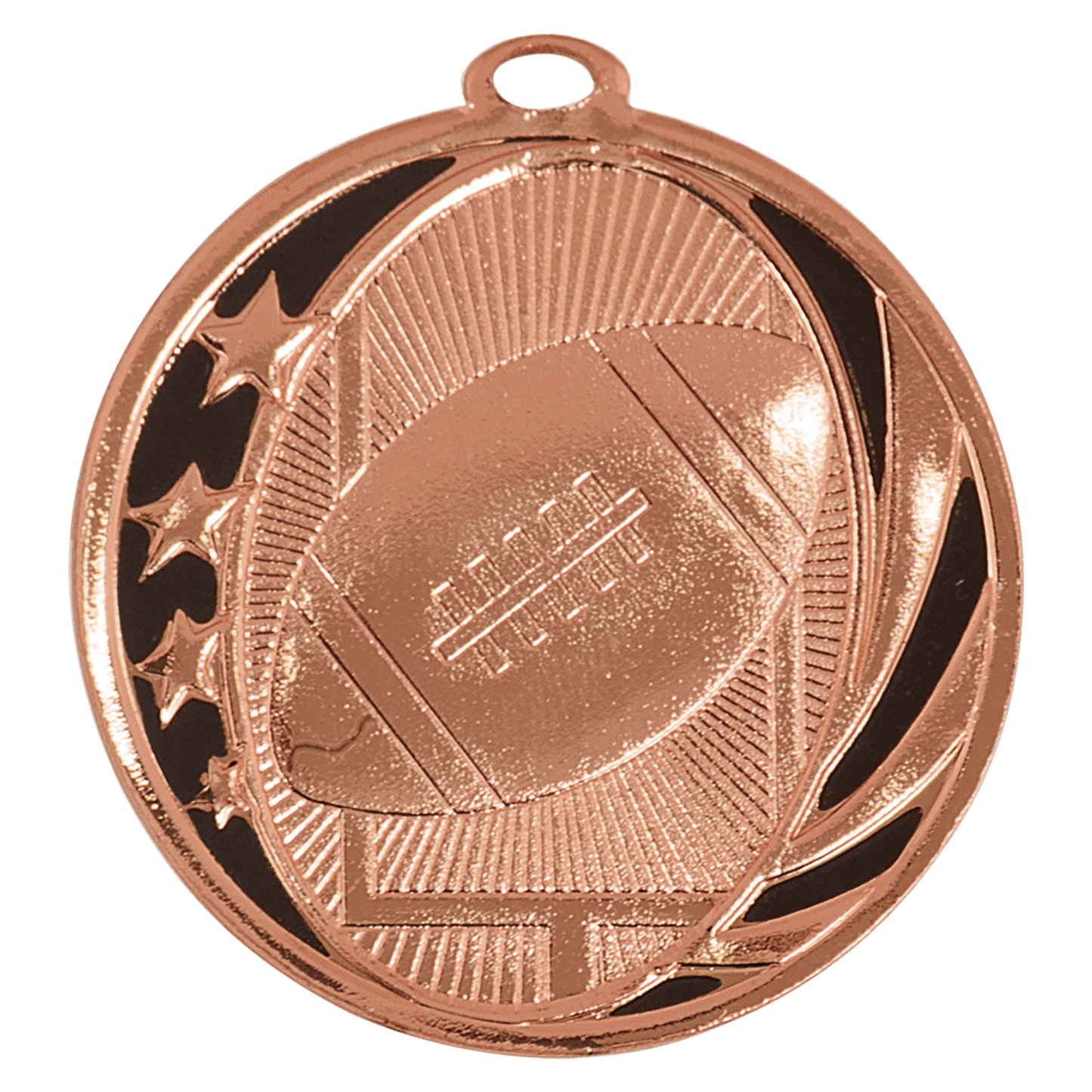 Bright Bronze Football Engravable MidNite Star Medal - 2"