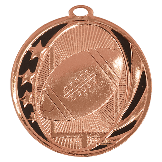 Bright Bronze Football Engravable MidNite Star Medal - 2"