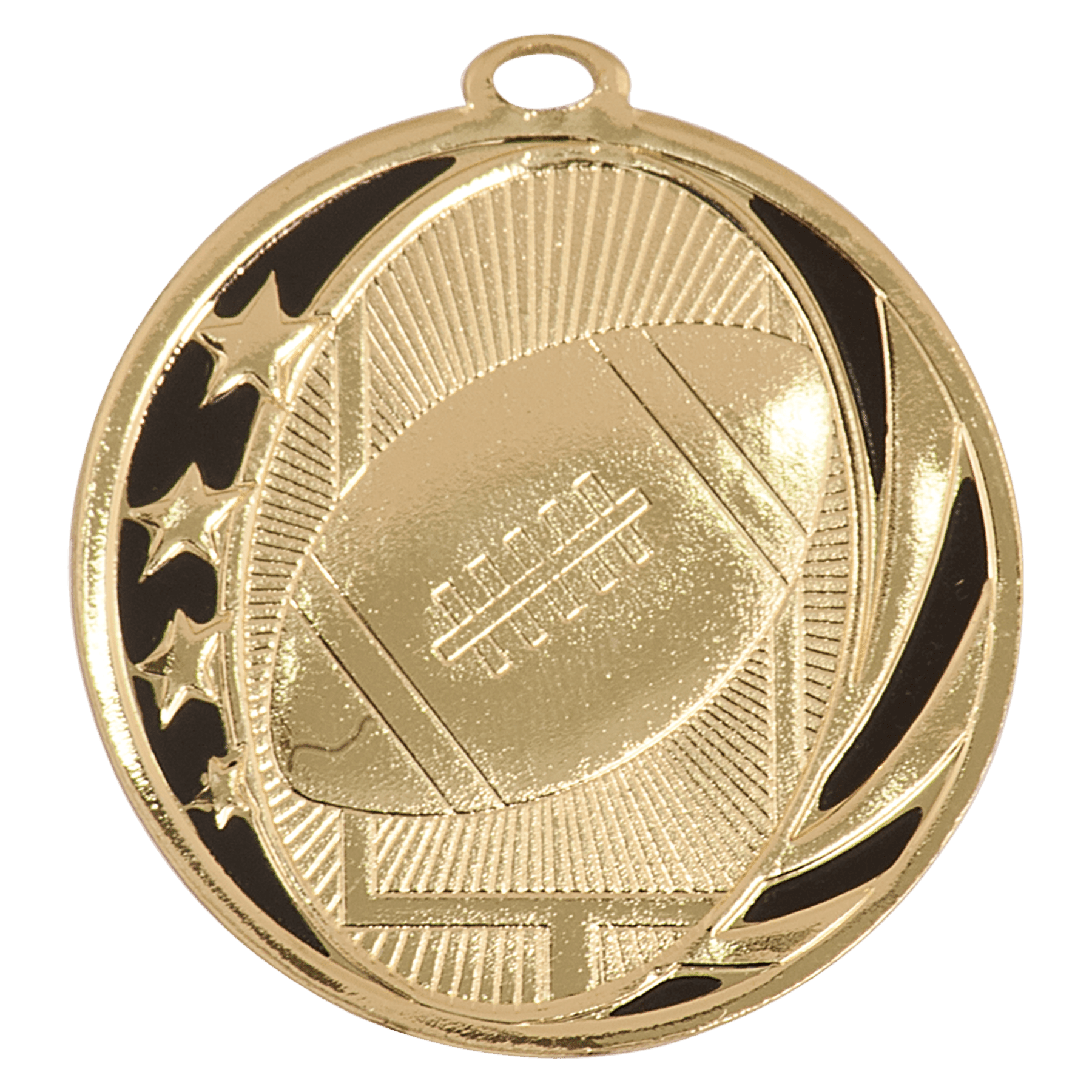2" Bright Gold Football Laserable MidNite Star Medal