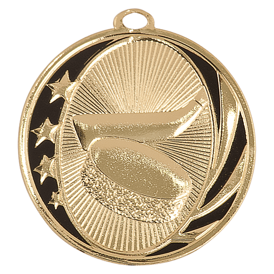 2" Bright Gold Hockey Laserable MidNite Star Medal