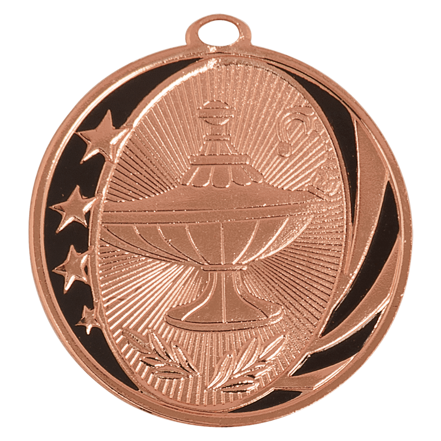 Bright Bronze Lamp of Knowledge Engravable MidNite Star Medal - 2"