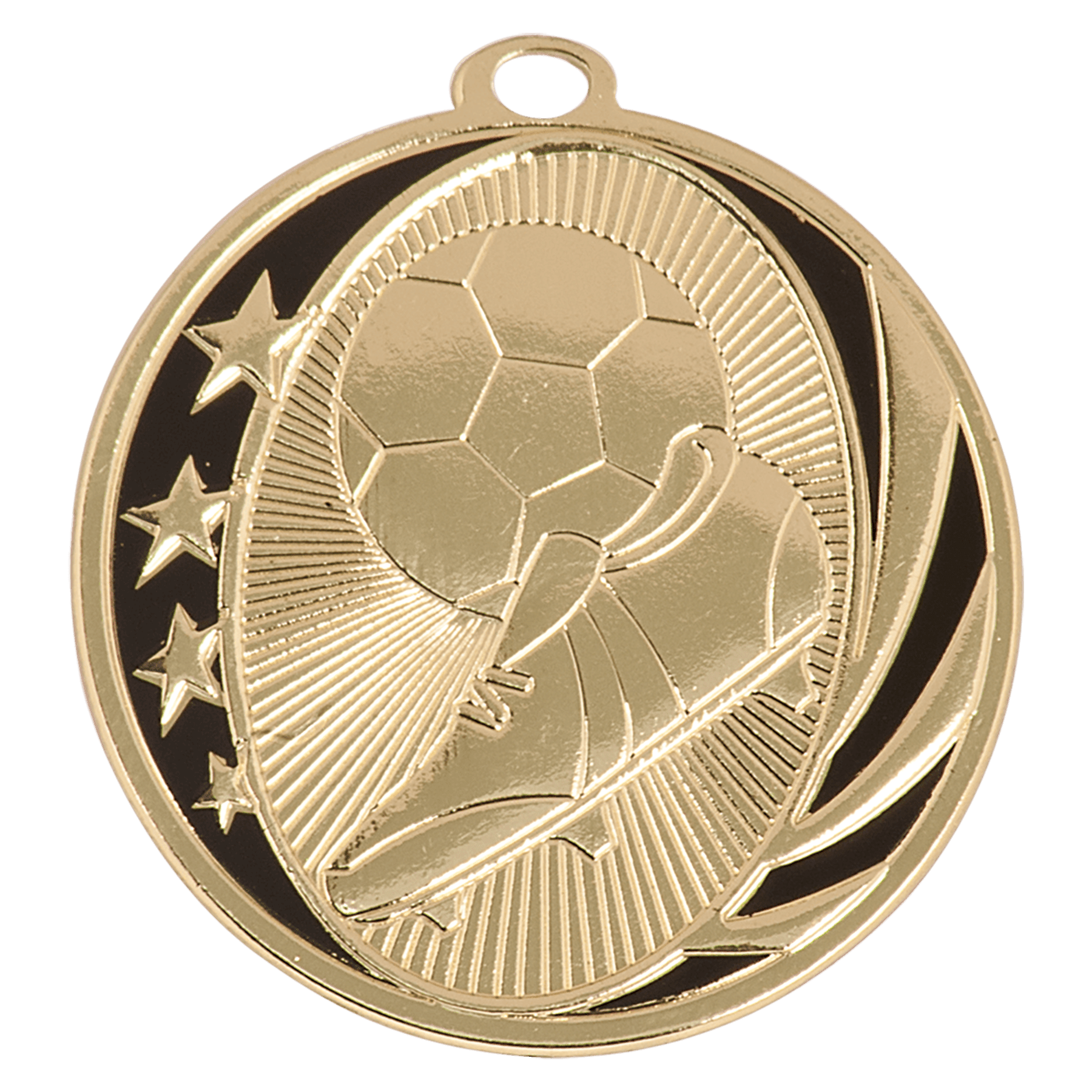 Bright Gold Soccer Engravable MidNite Star Medal - 2"