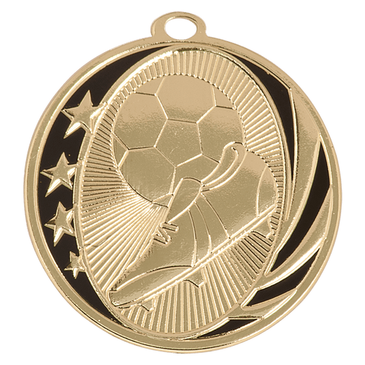 Bright Gold Soccer Engravable MidNite Star Medal - 2"
