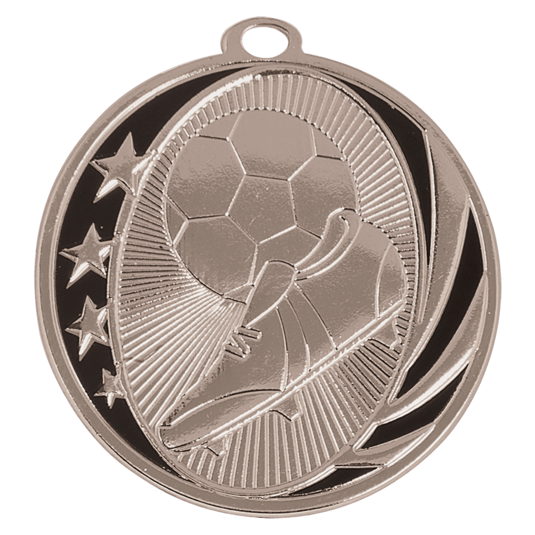 Bright Silver Soccer Engravable MidNite Star Medal - 2"