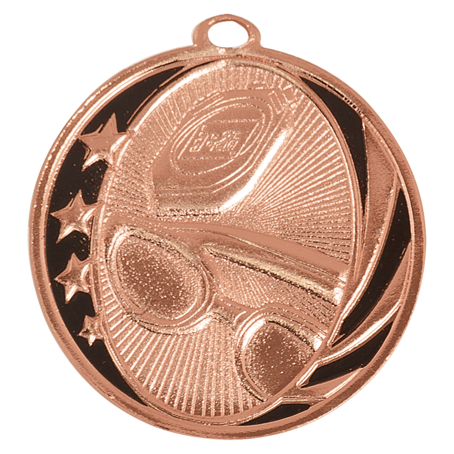 Bright Bronze Swimming Engravable MidNite Star Medal - 2"