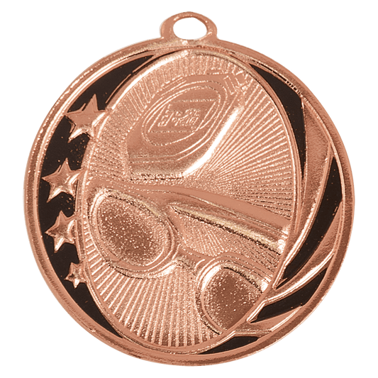 Bright Bronze Swimming Engravable MidNite Star Medal - 2"