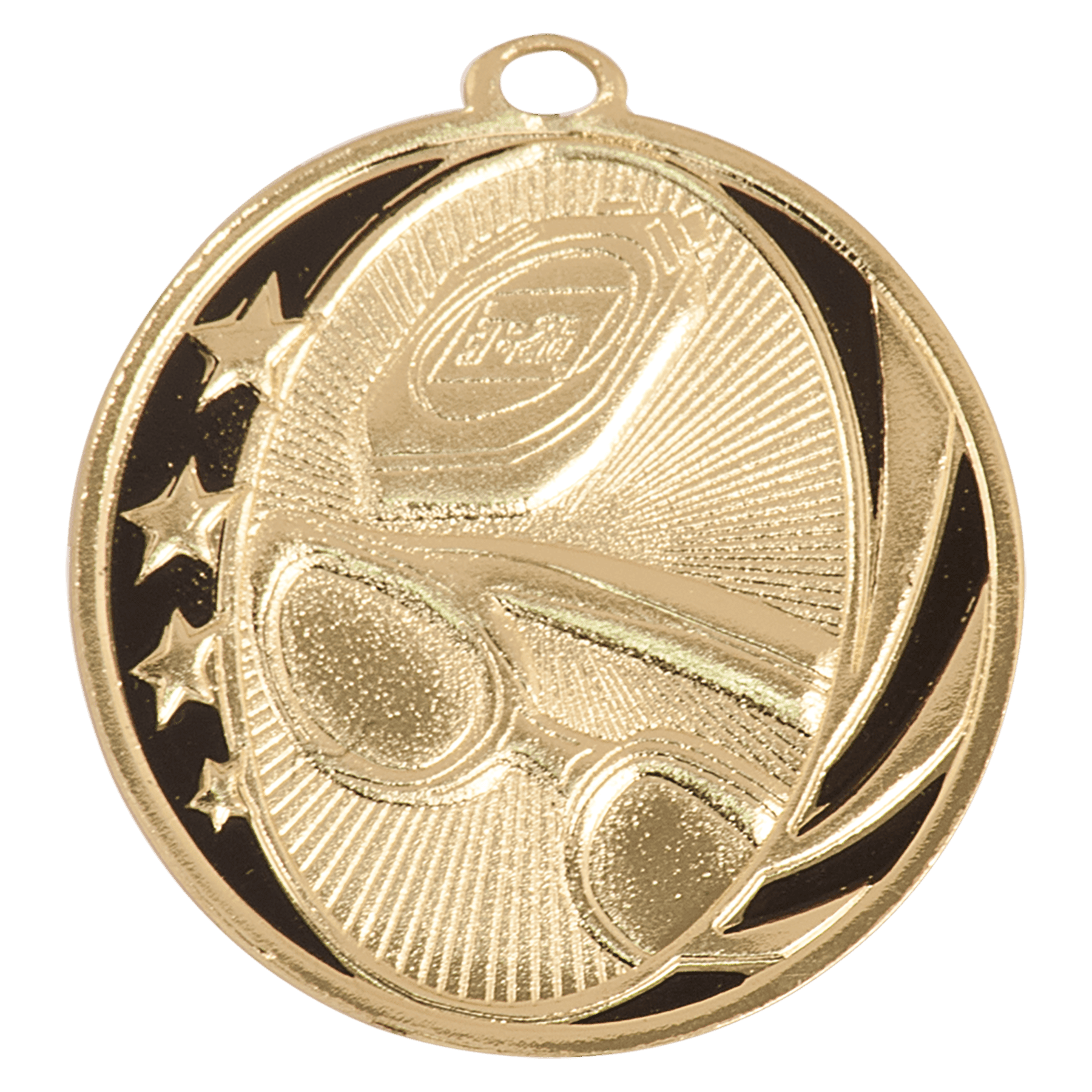 Bright Gold Swimming Engravable MidNite Star Medal - 2"