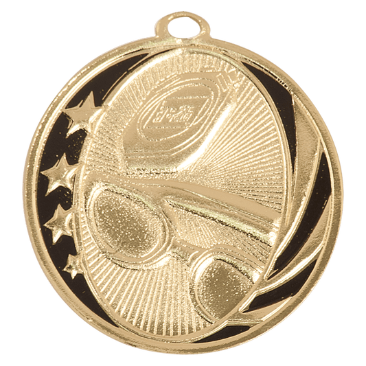Bright Gold Swimming Engravable MidNite Star Medal - 2"
