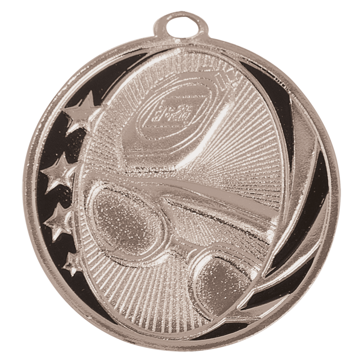 Bright Silver Swimming Engravable MidNite Star Medal - 2"
