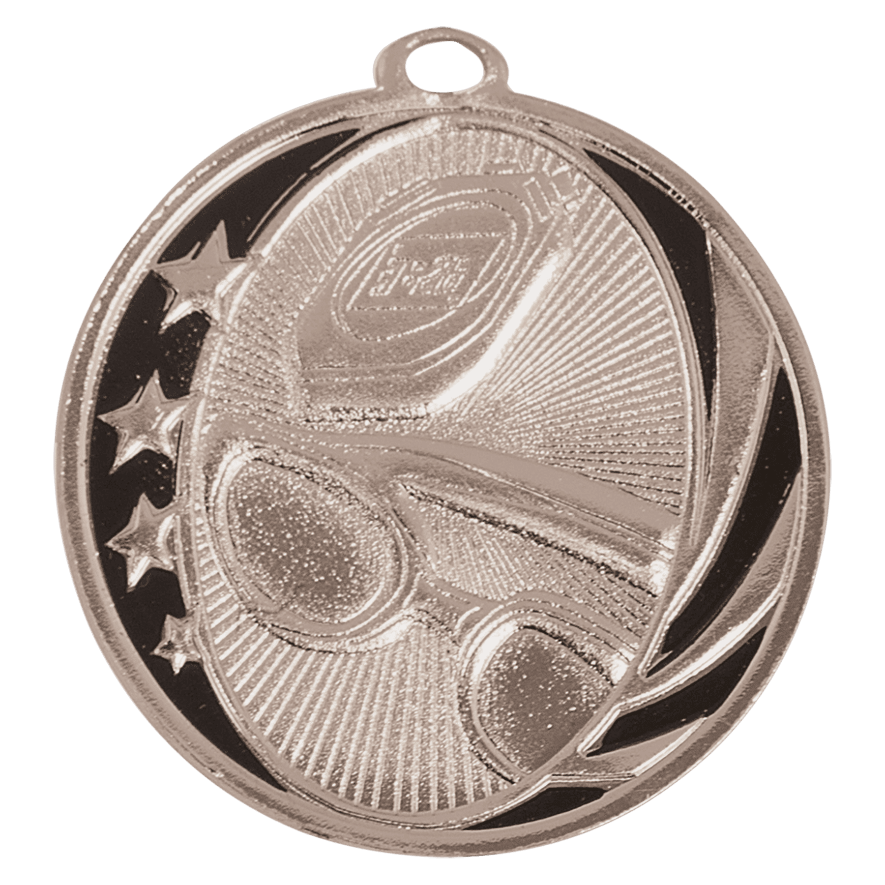 Bright Silver Swimming Engravable MidNite Star Medal - 2"
