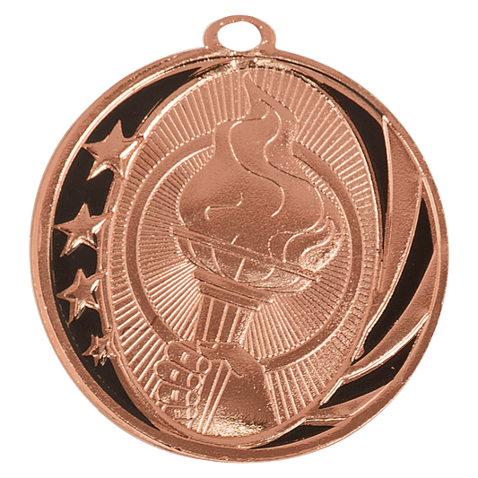 Bright Bronze Torch Engravable MidNite Star Medal - 2"