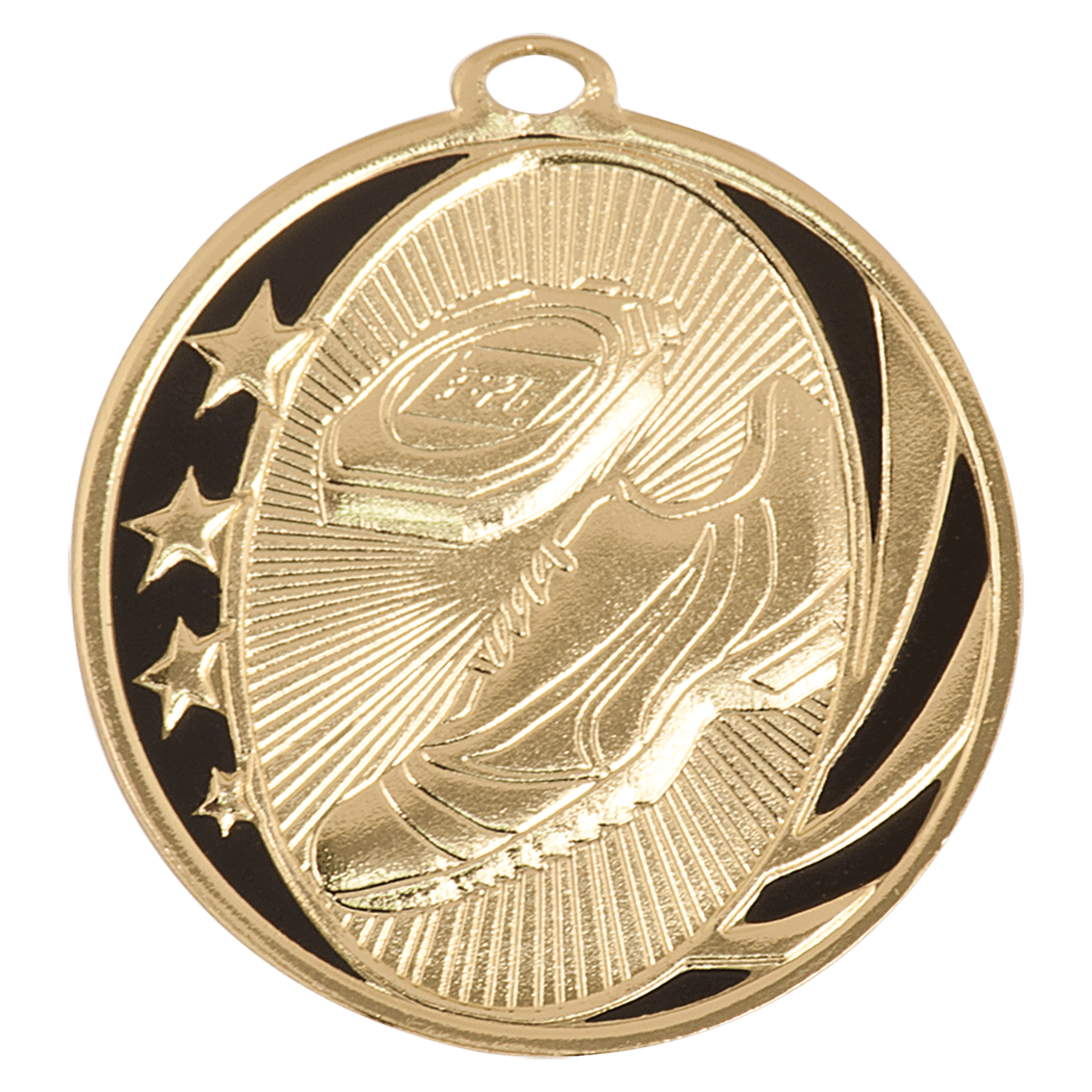 Bright Gold Track Engravable MidNite Star Medal - 2"