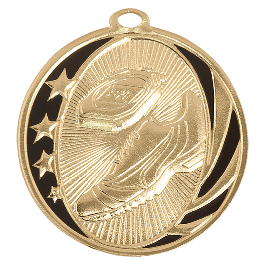Bright Gold Track Engravable MidNite Star Medal - 2"