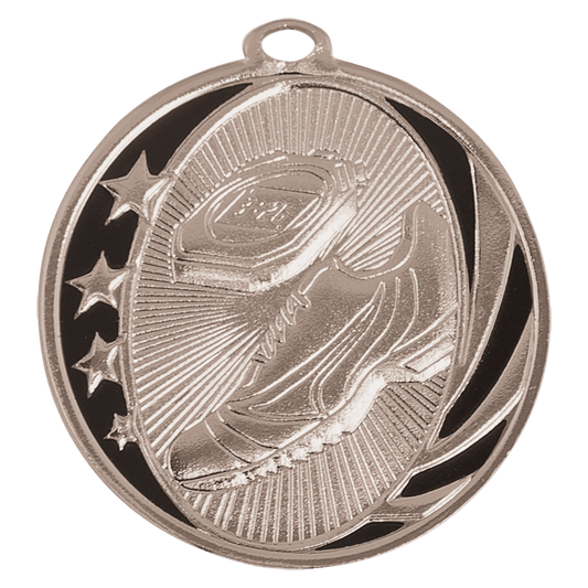 Bright Silver Track Engravable MidNite Star Medal - 2"