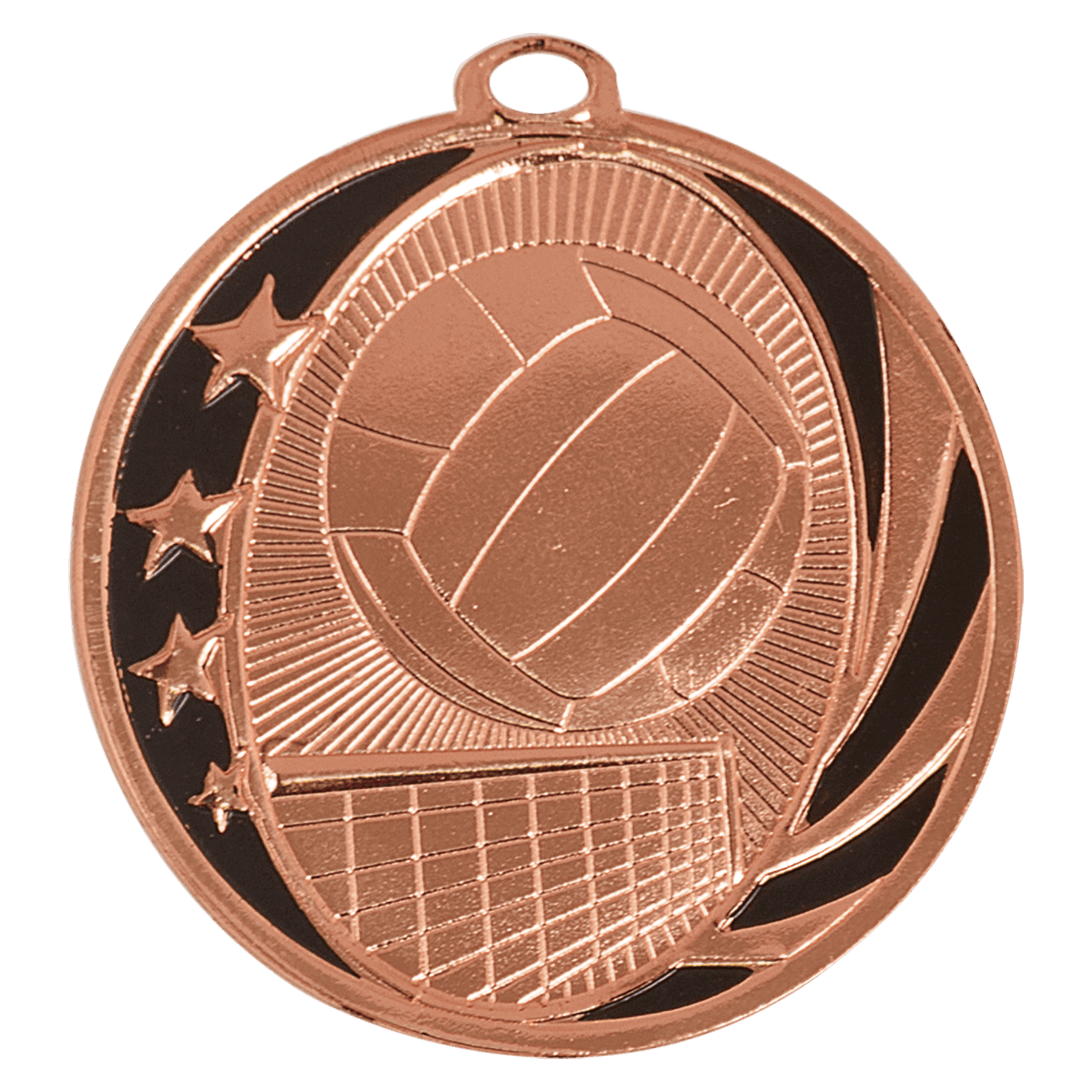 Bright Bronze Volleyball Engravable MidNite Star Medal - 2"