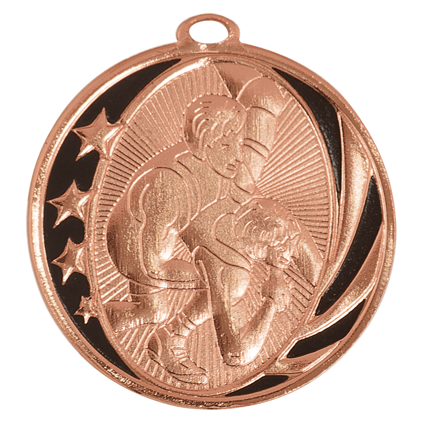 Bright Bronze Wrestling Engravable MidNite Star Medal - 2"
