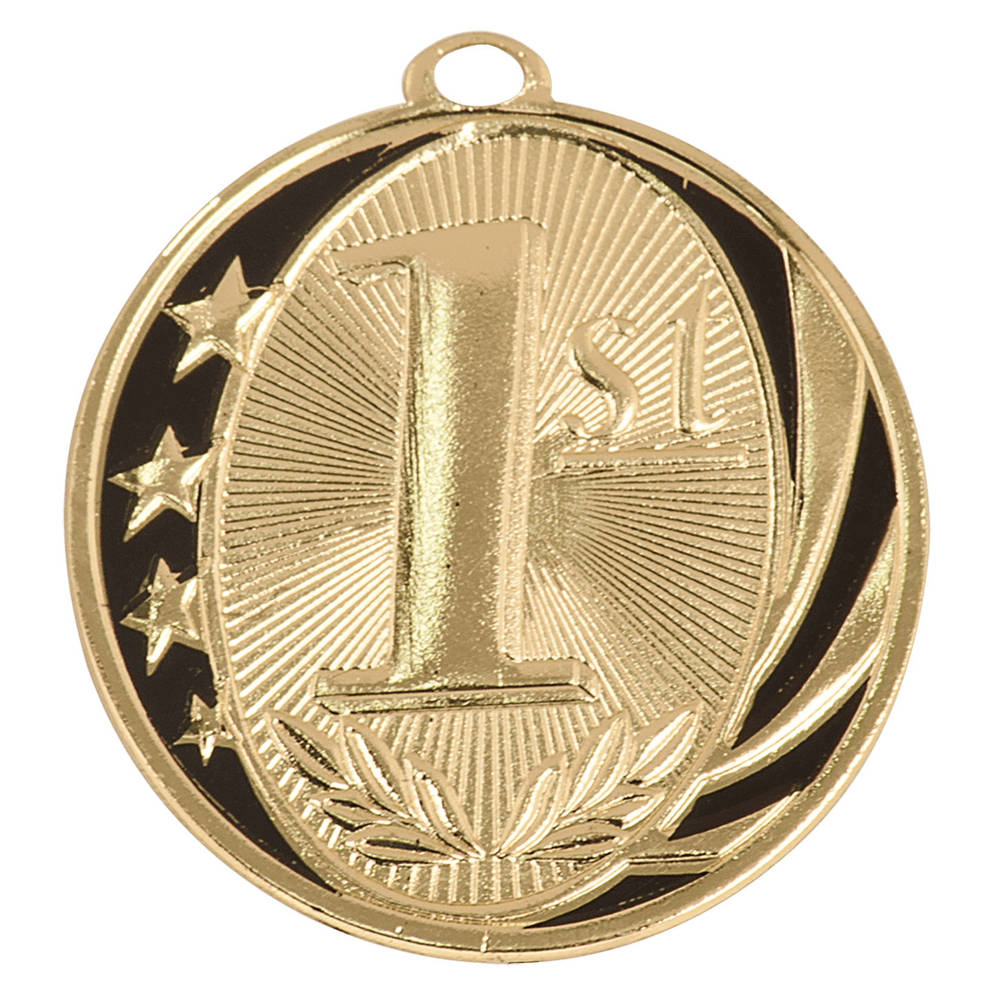 Bright Gold 1st Place Engravable MidNite Star Medal - 2"