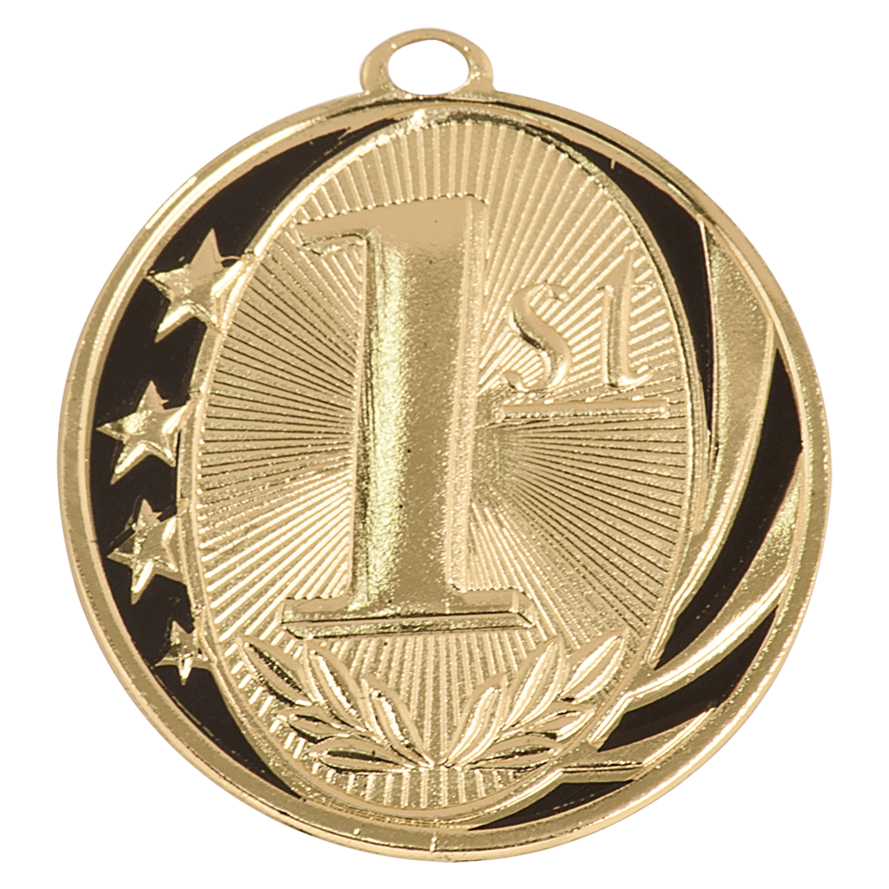 Bright Gold 1st Place Engravable MidNite Star Medal - 2"
