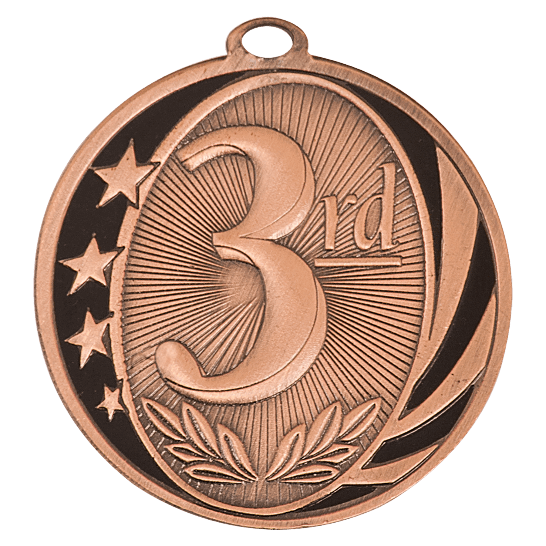 Bright Bronze 3rd Place Engravable MidNite Star Medal - 2"