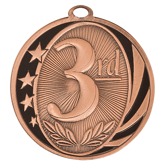 Bright Bronze 3rd Place Engravable MidNite Star Medal - 2"